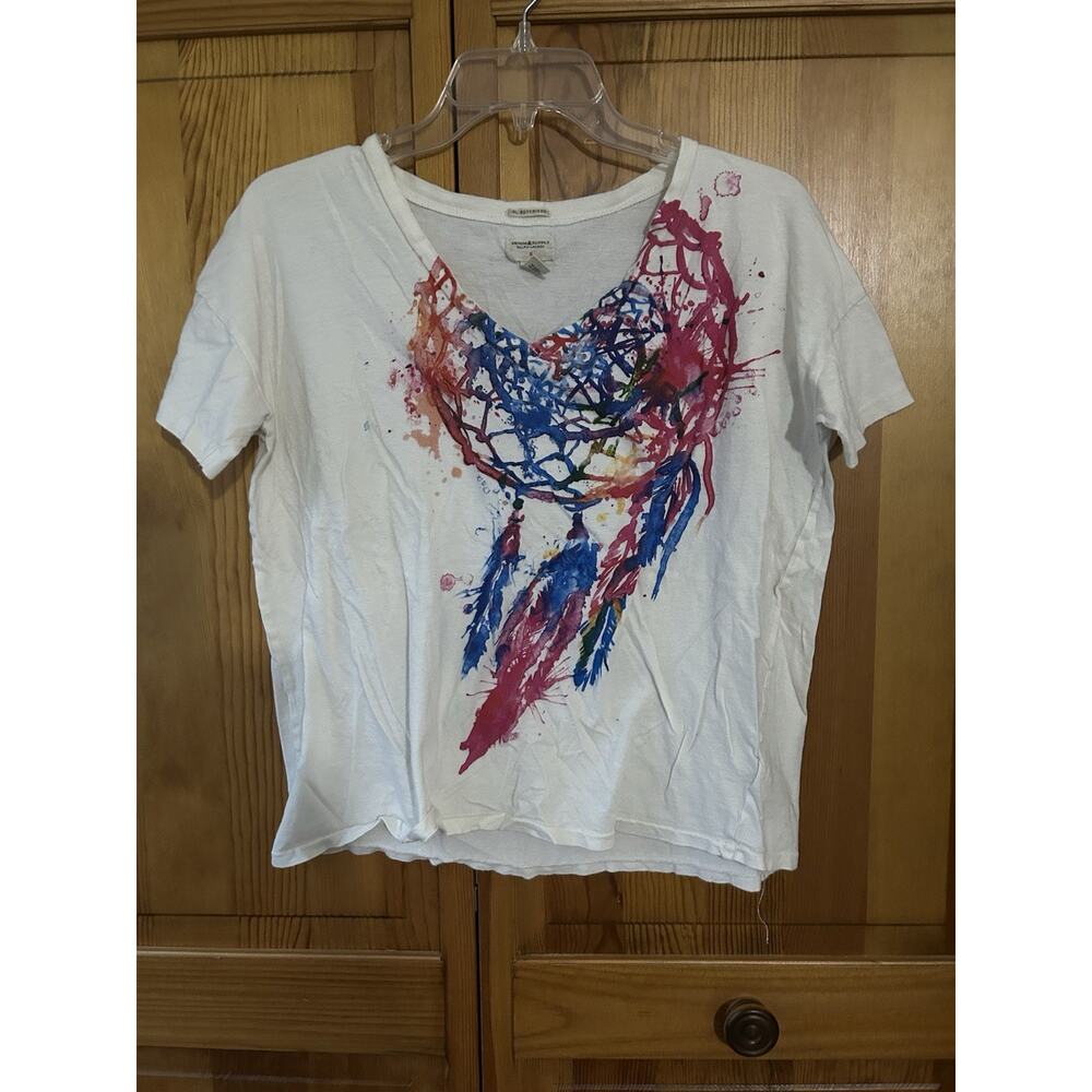 Women’s Denim & Supply White With Multicolor Dreamcatcher T Shirt Size S